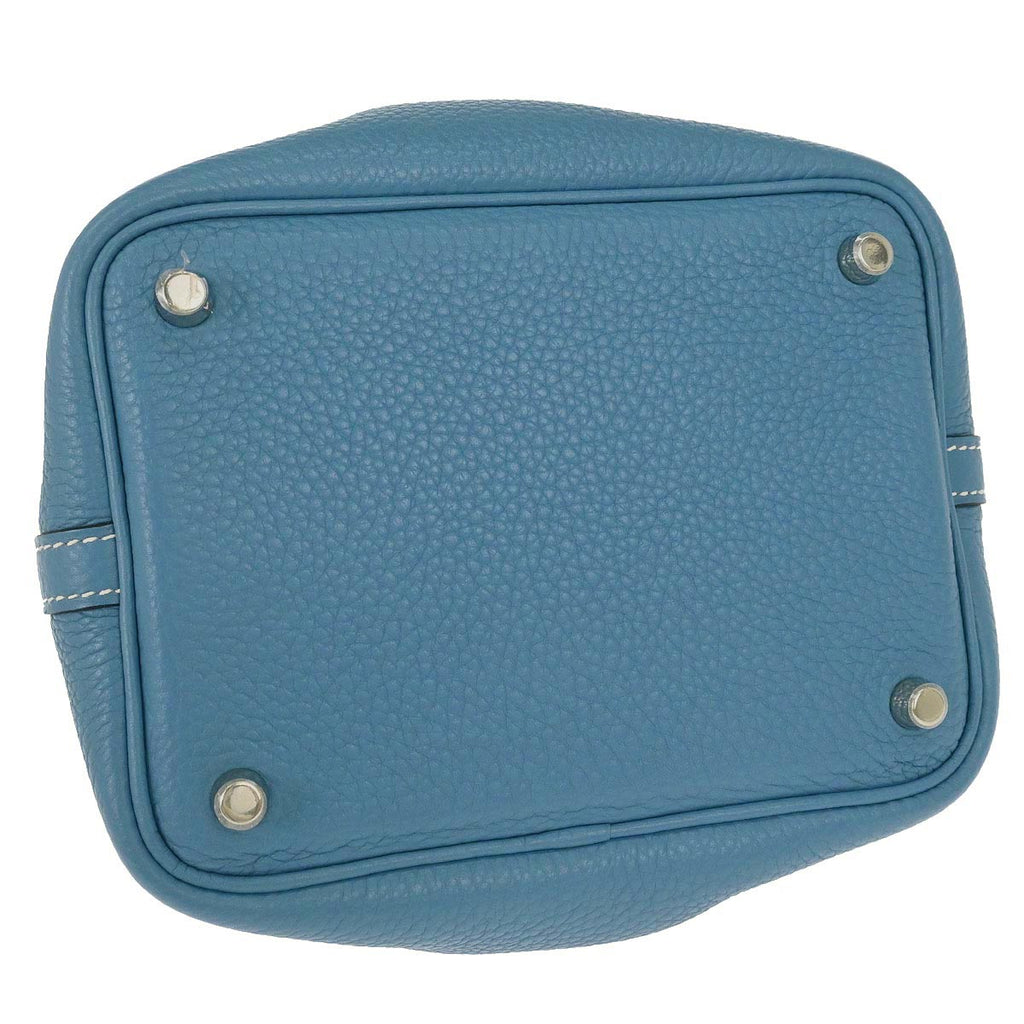 Hermes Blue 2014 Jean Taurillon Clemence Picotin Lock 18 PM Handbag