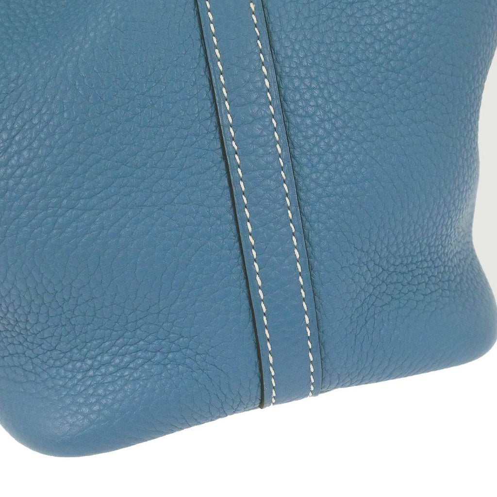 Hermes Blue 2014 Jean Taurillon Clemence Picotin Lock 18 PM Handbag