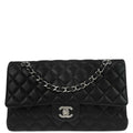 Chanel 2014 Black Lambskin Medium Classic Double Flap Shoulder Bag