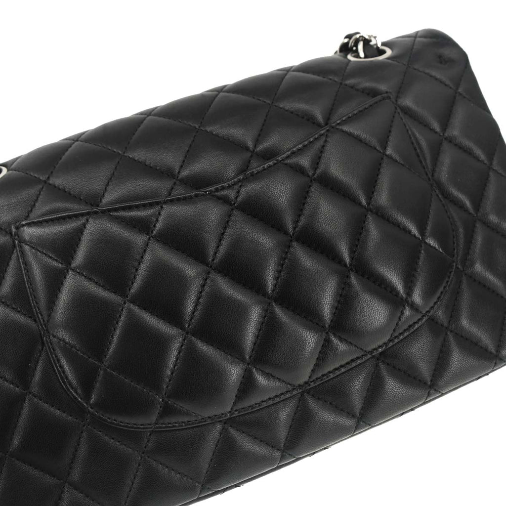 Chanel 2014 Black Lambskin Medium Classic Double Flap Shoulder Bag