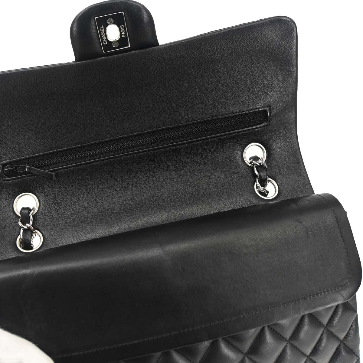 Chanel 2014 Black Lambskin Medium Classic Double Flap Shoulder Bag