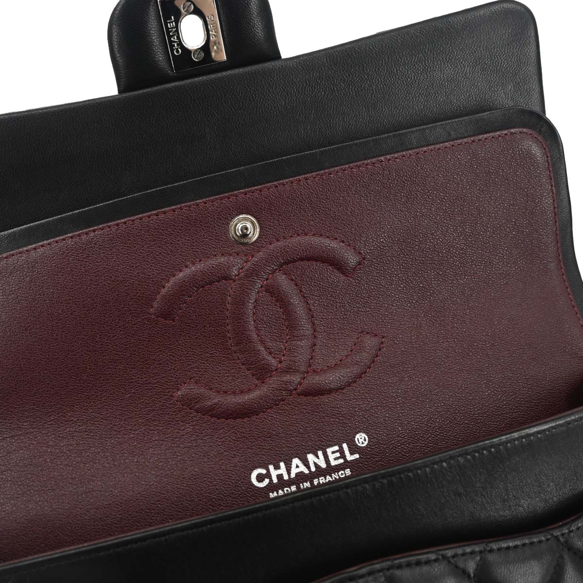 Chanel 2014 Black Lambskin Medium Classic Double Flap Shoulder Bag