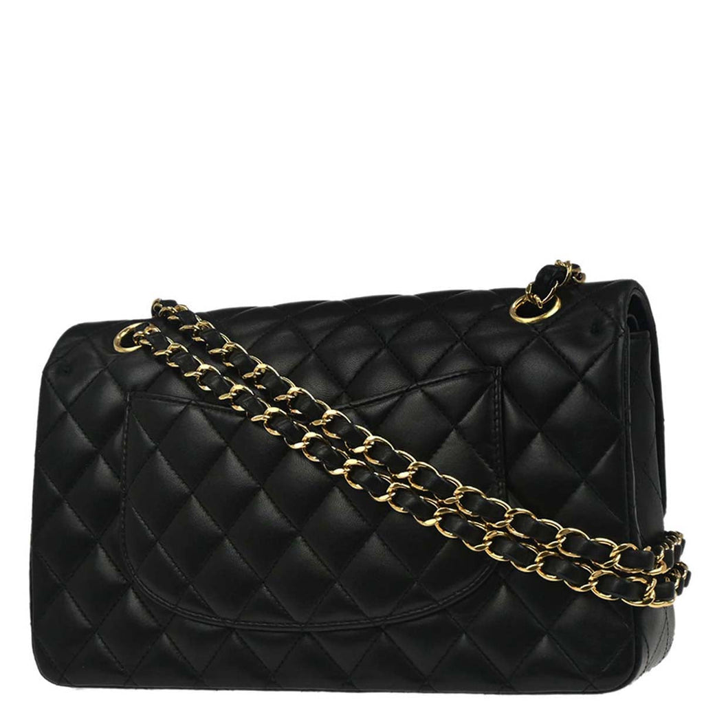 Chanel 2019 Black Lambskin Medium Classic Double Flap Shoulder Bag