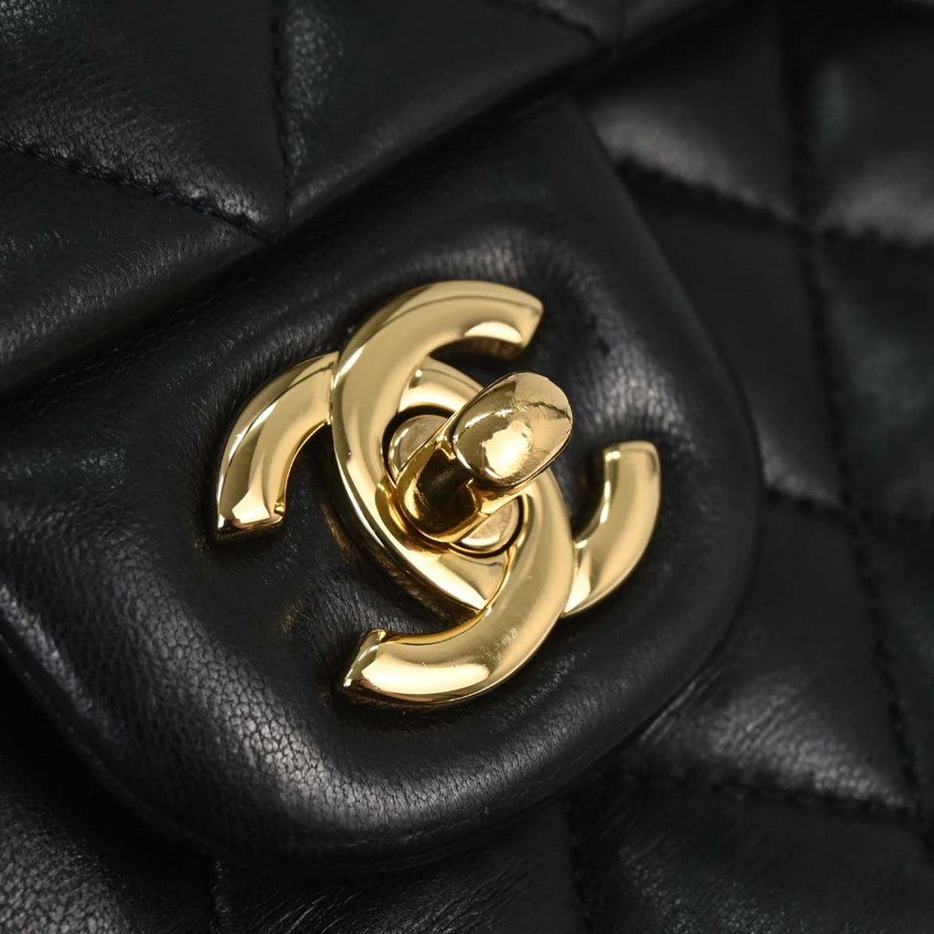 Chanel 2012 Black Lambskin Medium Classic Double Flap Shoulder Bag