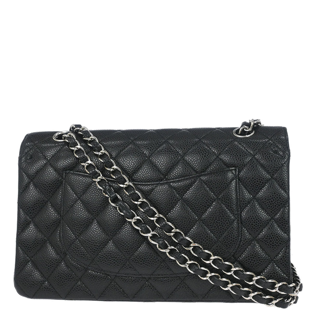 Chanel 2011 Black Caviar Skin Medium Classic Double Flap Shoulder Bag