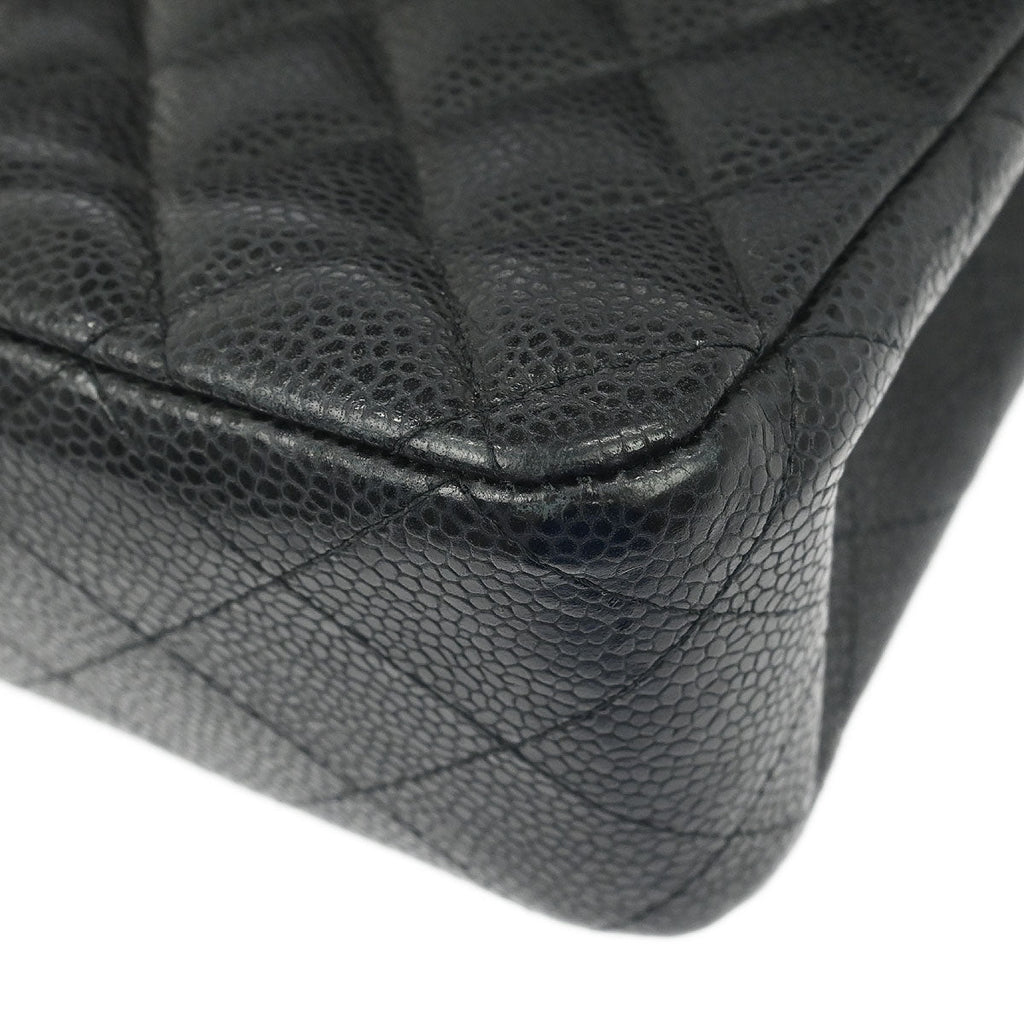 Chanel 2011 Black Caviar Skin Medium Classic Double Flap Shoulder Bag