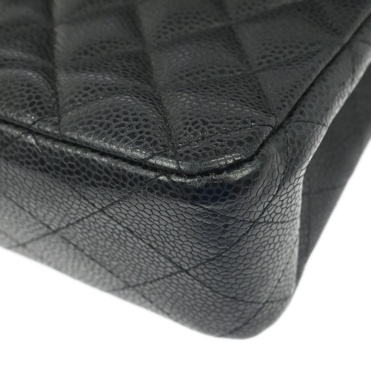 Chanel 2011 Black Caviar Skin Medium Classic Double Flap Shoulder Bag