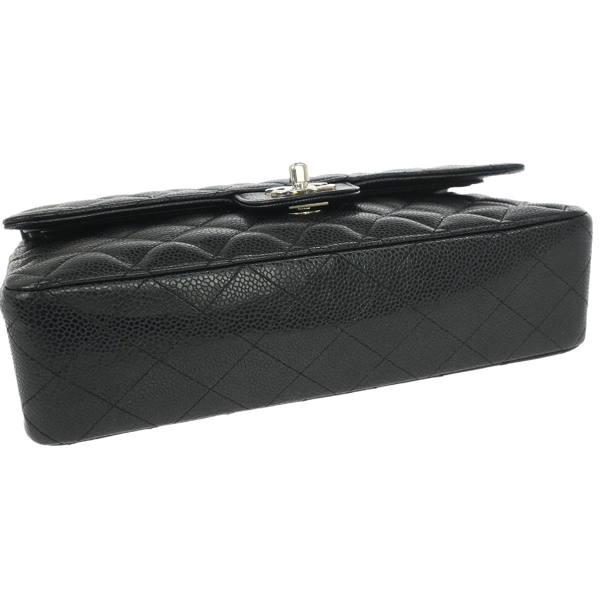 Chanel 2011 Black Caviar Skin Medium Classic Double Flap Shoulder Bag