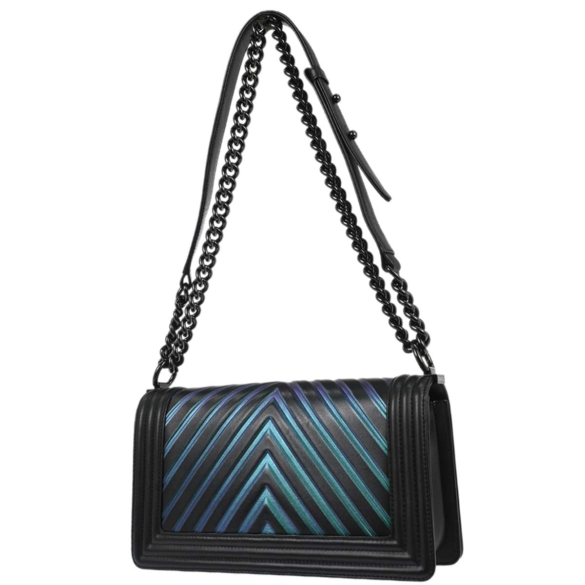 Boy Chanel Black Lambskin Chevron Medium Shoulder Bag