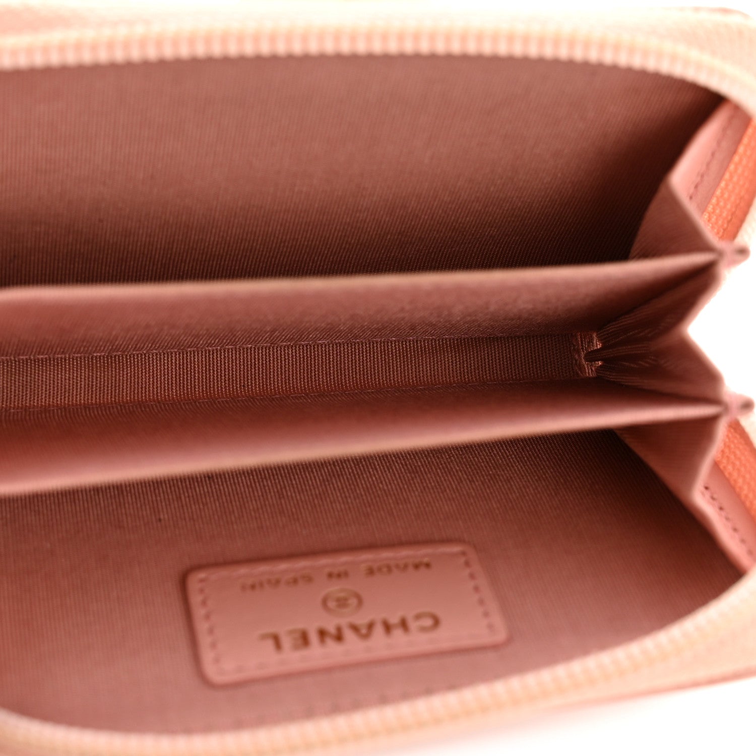 Caviar Quilted Boy Zip Around Coin Purse Wallet Light Pink