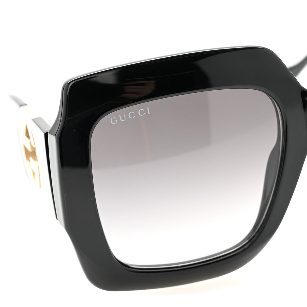 Gucci Acetate Square Frame Chain Sunglasses GG1022S Black