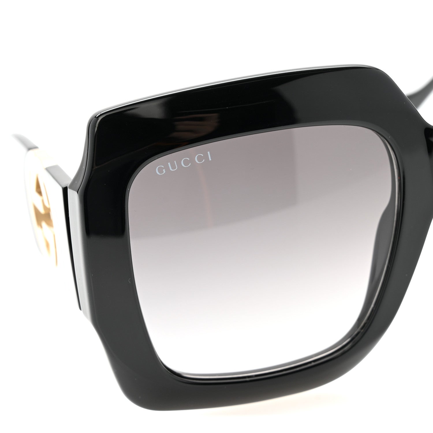 Gucci Acetate Square Frame Chain Sunglasses GG1022S Black