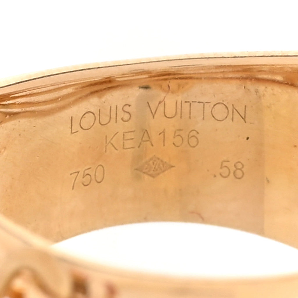 Louis Vuitton 18K Yellow Gold Cultured Pearl Monogram Charm Ring 58 8.25