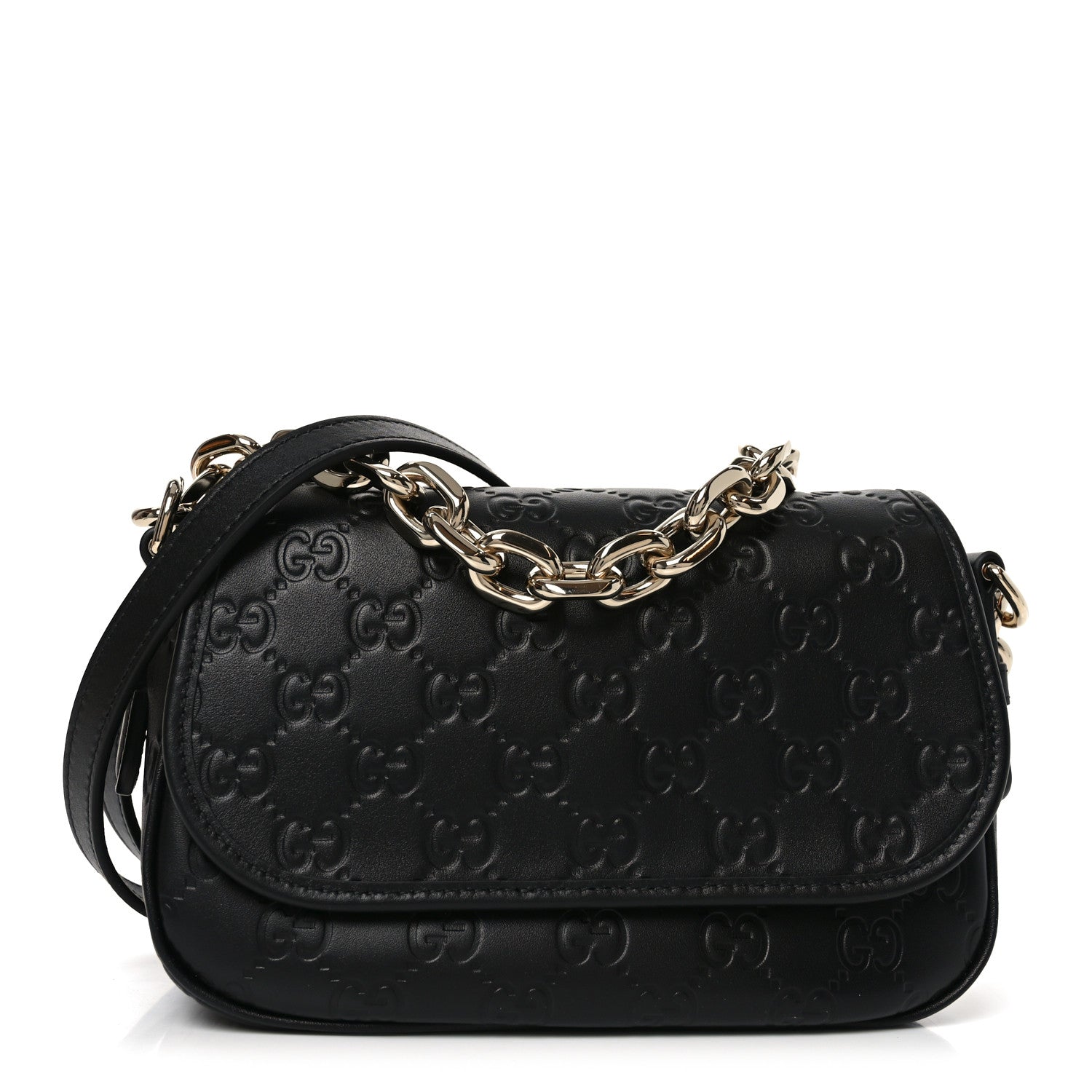 Gucci GG Calfskin Embossed Emblem Arabella Bag Black