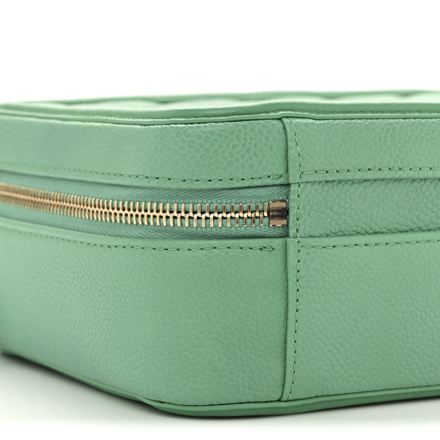 Chanel Caviar Quilted Medium CC Filigree Vanity Case Green
