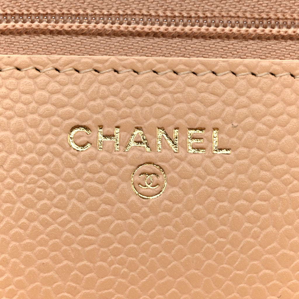 Chanel Caviar Quilted Wallet on Chain WOC Beige