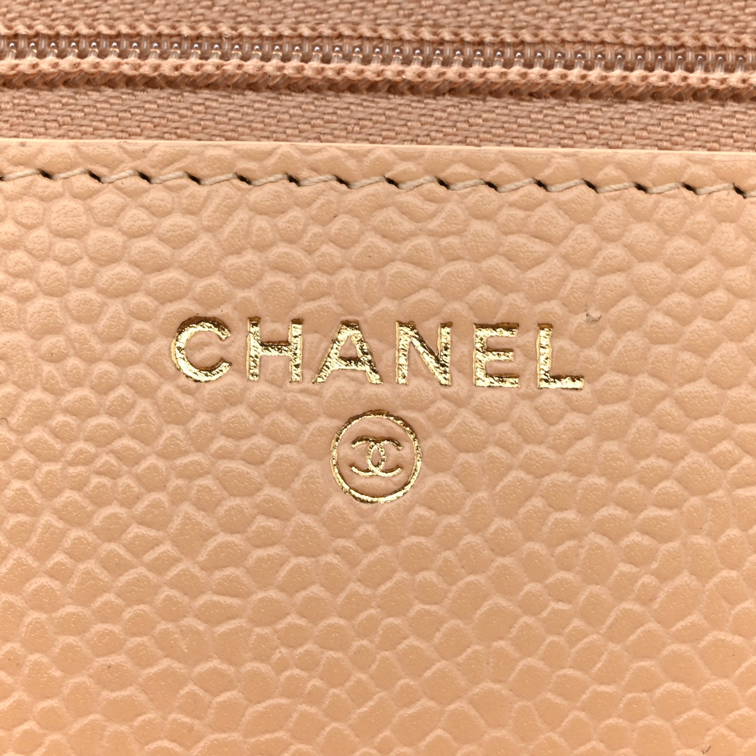 Chanel Caviar Quilted Wallet on Chain WOC Beige