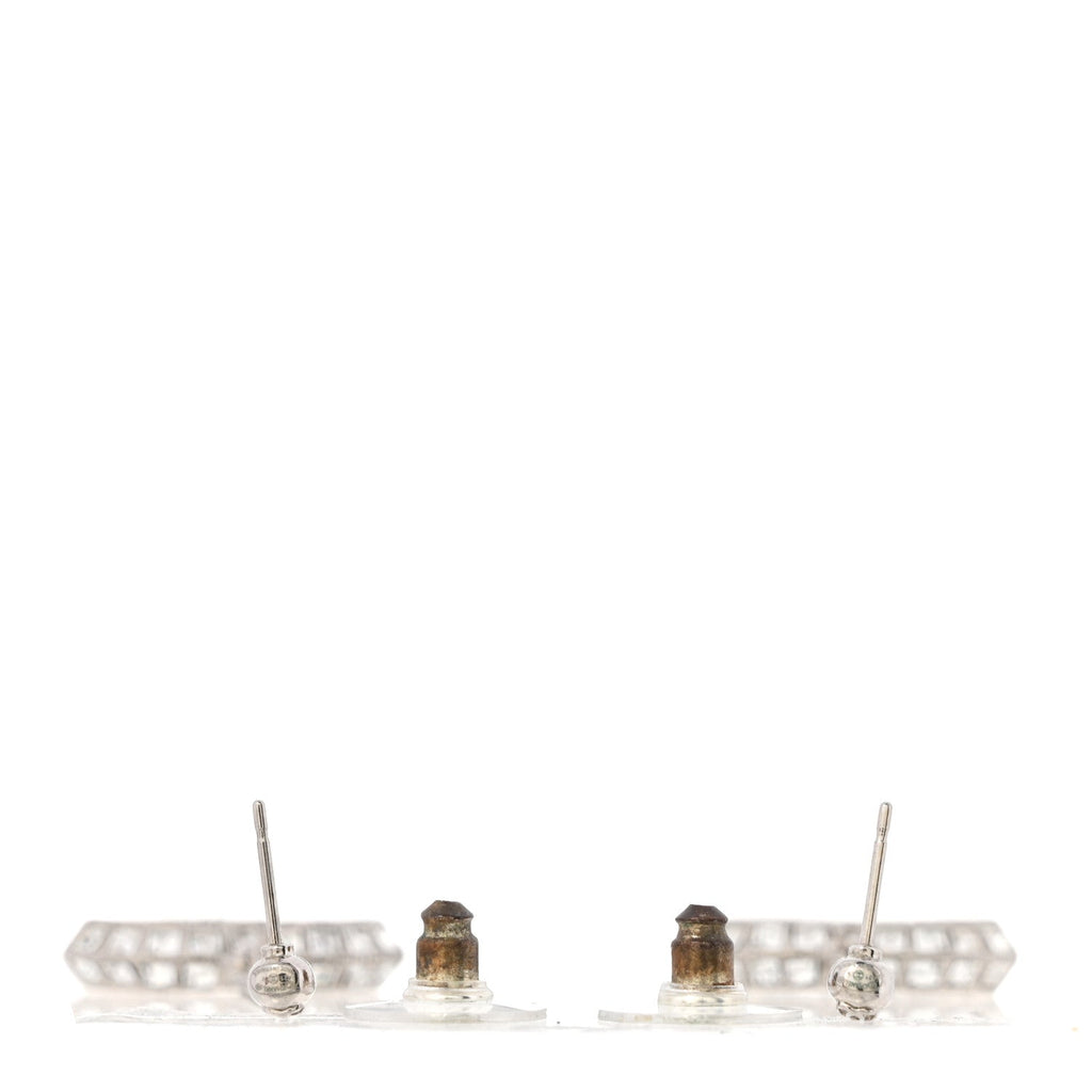 Baguette Crystal CC Drop Earrings Silver