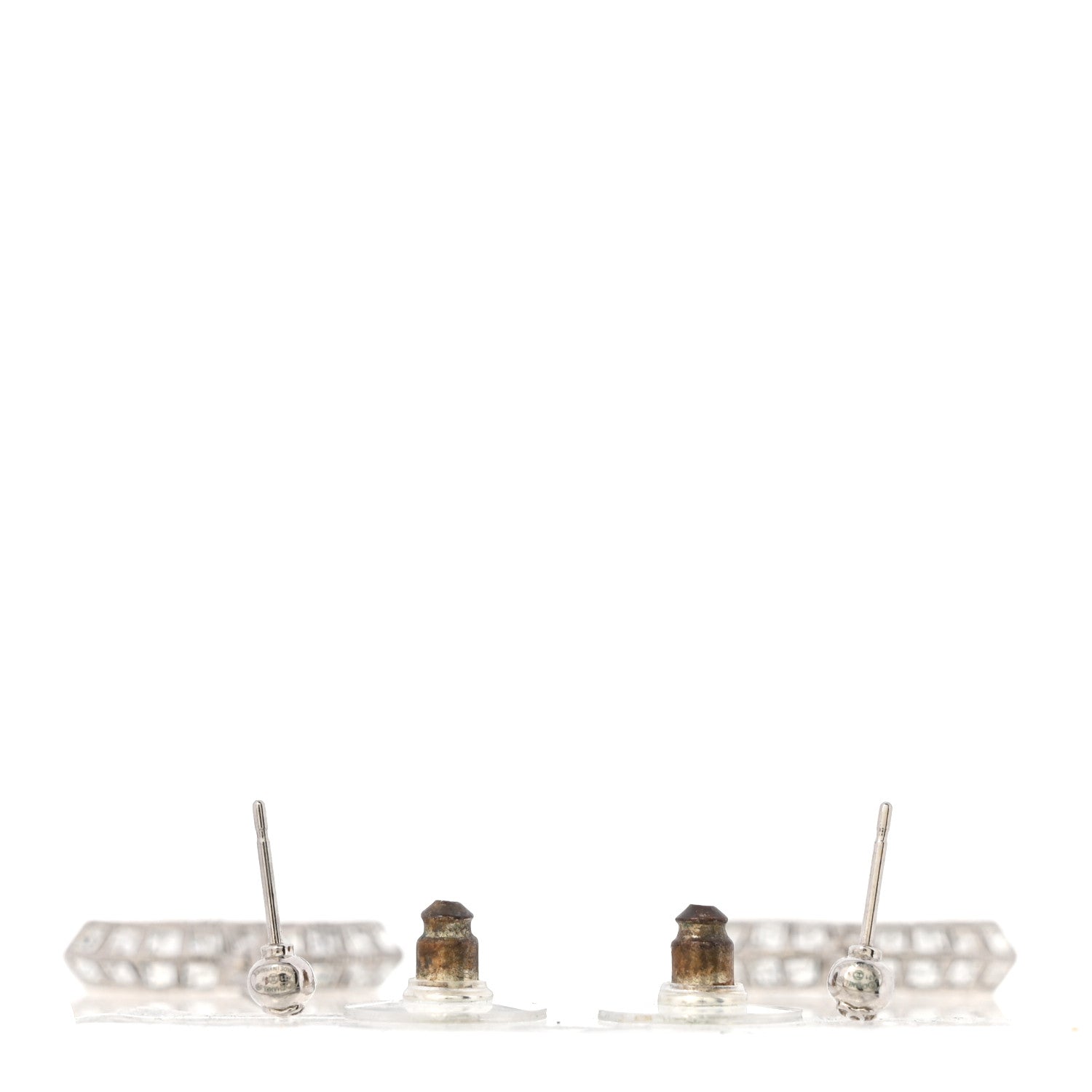 Baguette Crystal CC Drop Earrings Silver