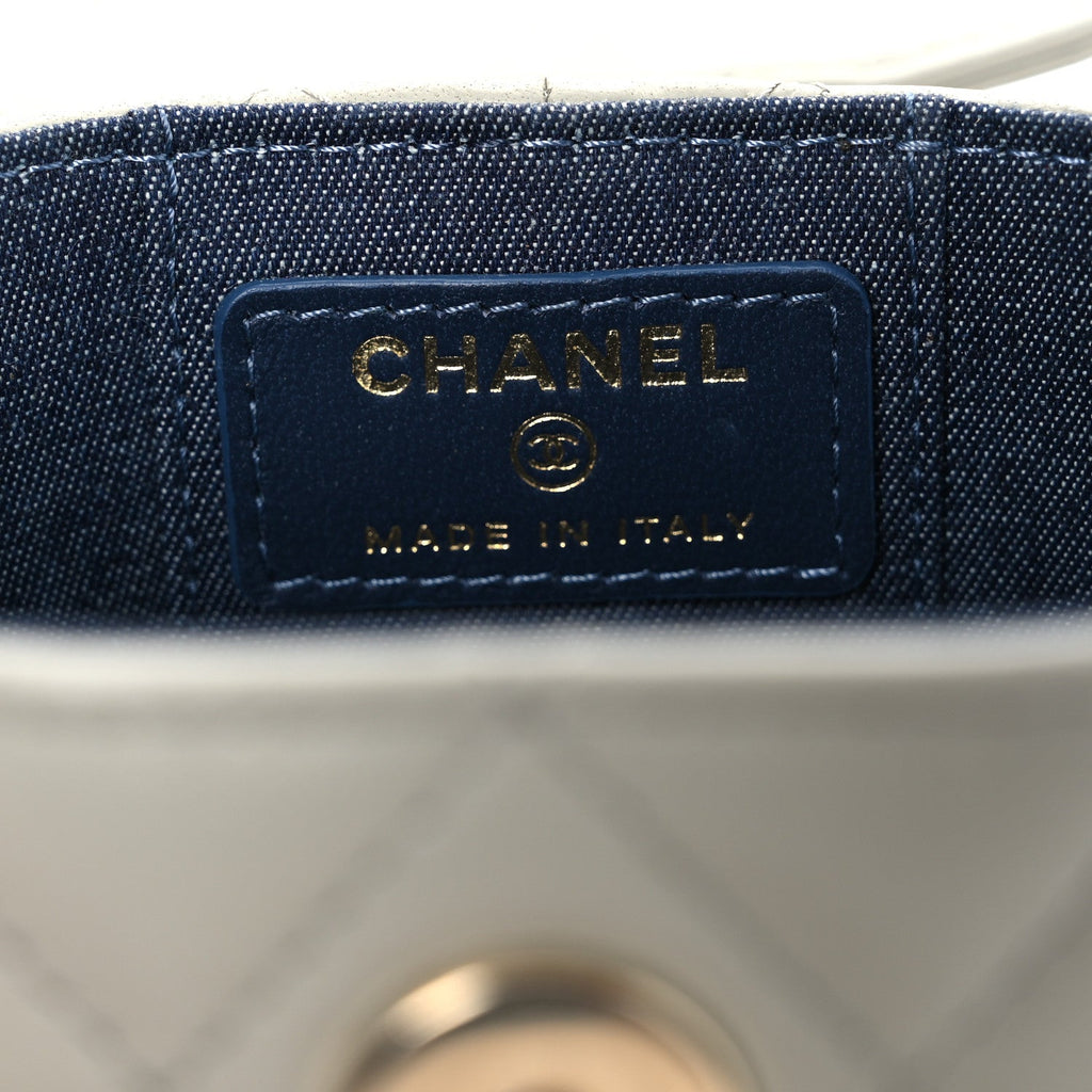 Chanel Lambskin Quilted Mini Vanity Case With Chain Grey