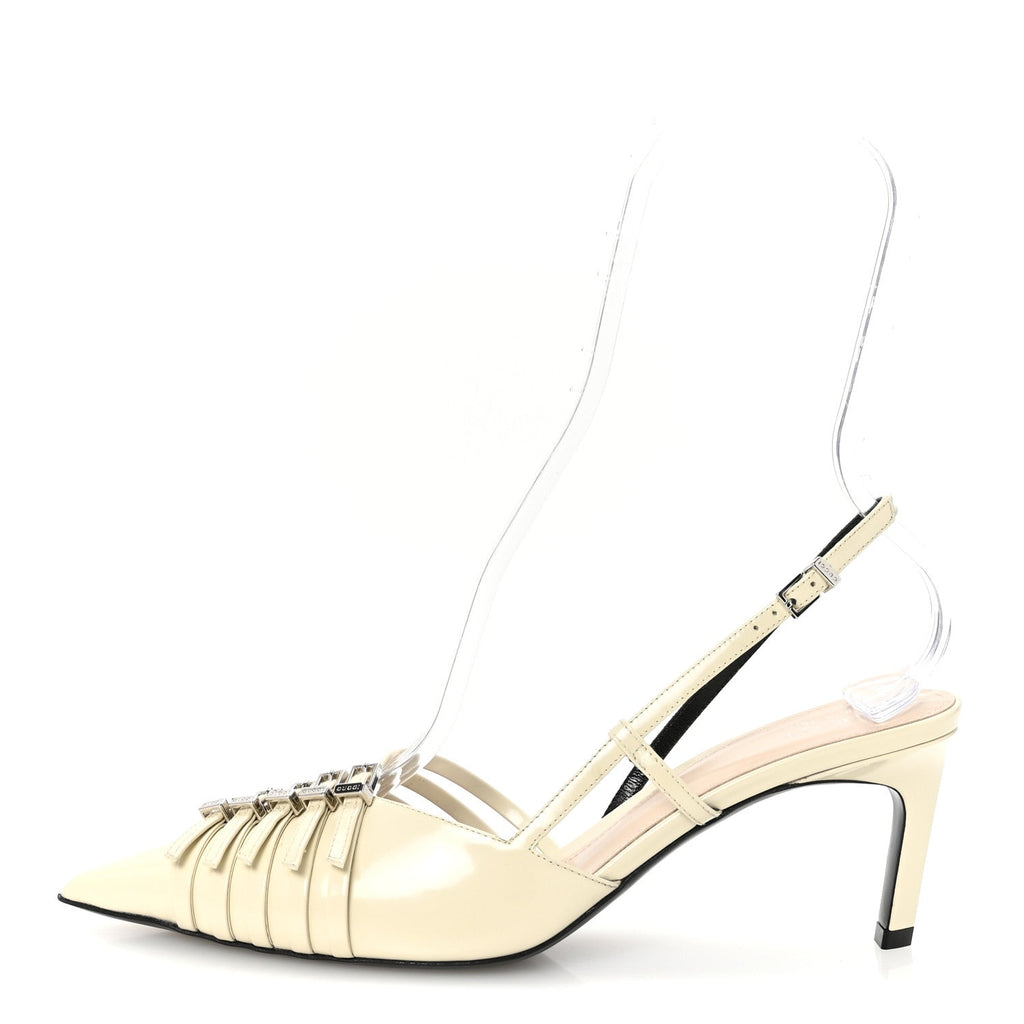 Gucci Patent Regents Slingback Pumps 38 New Ivoire