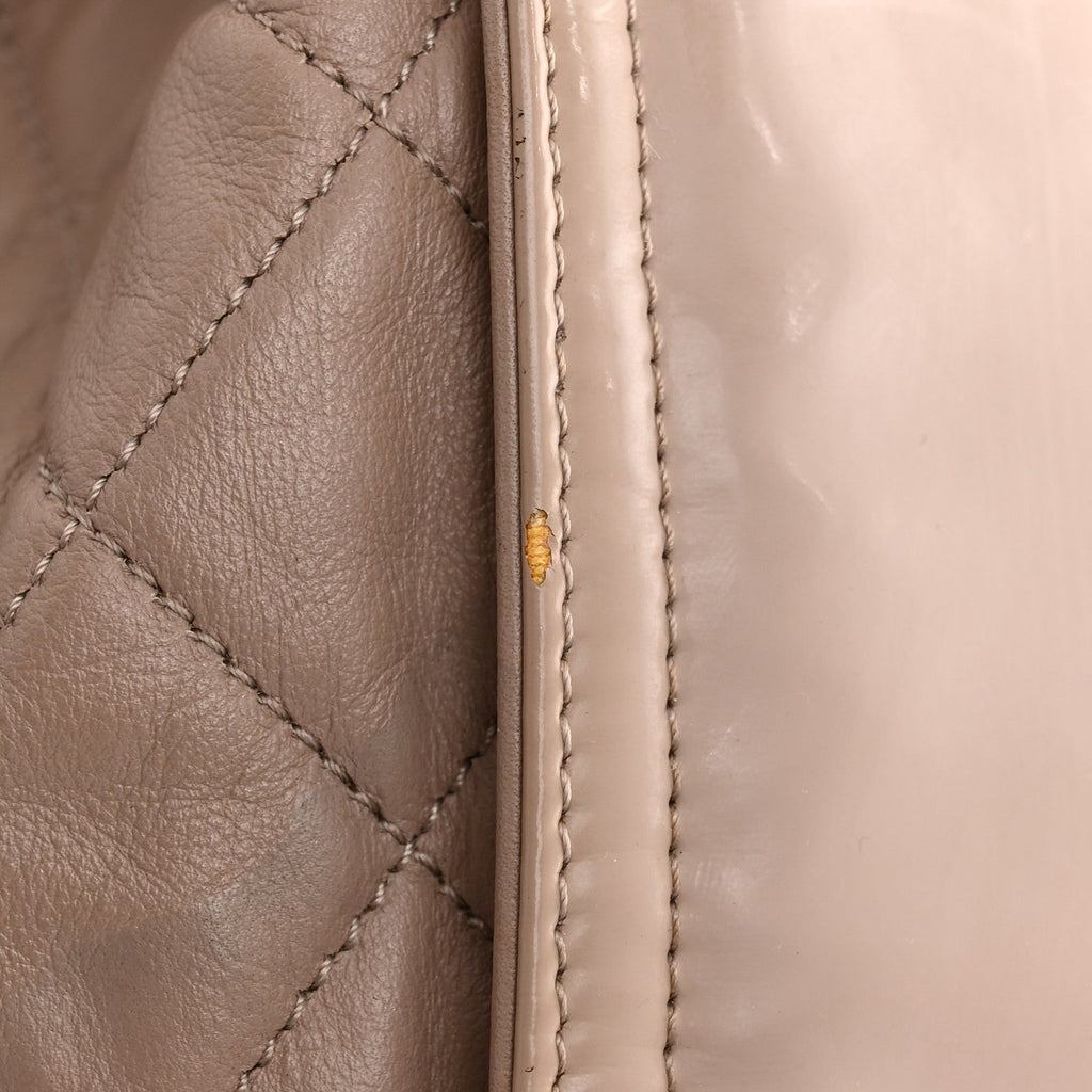 Chanel Vinyl Large Lipstick Tote Dark Beige
