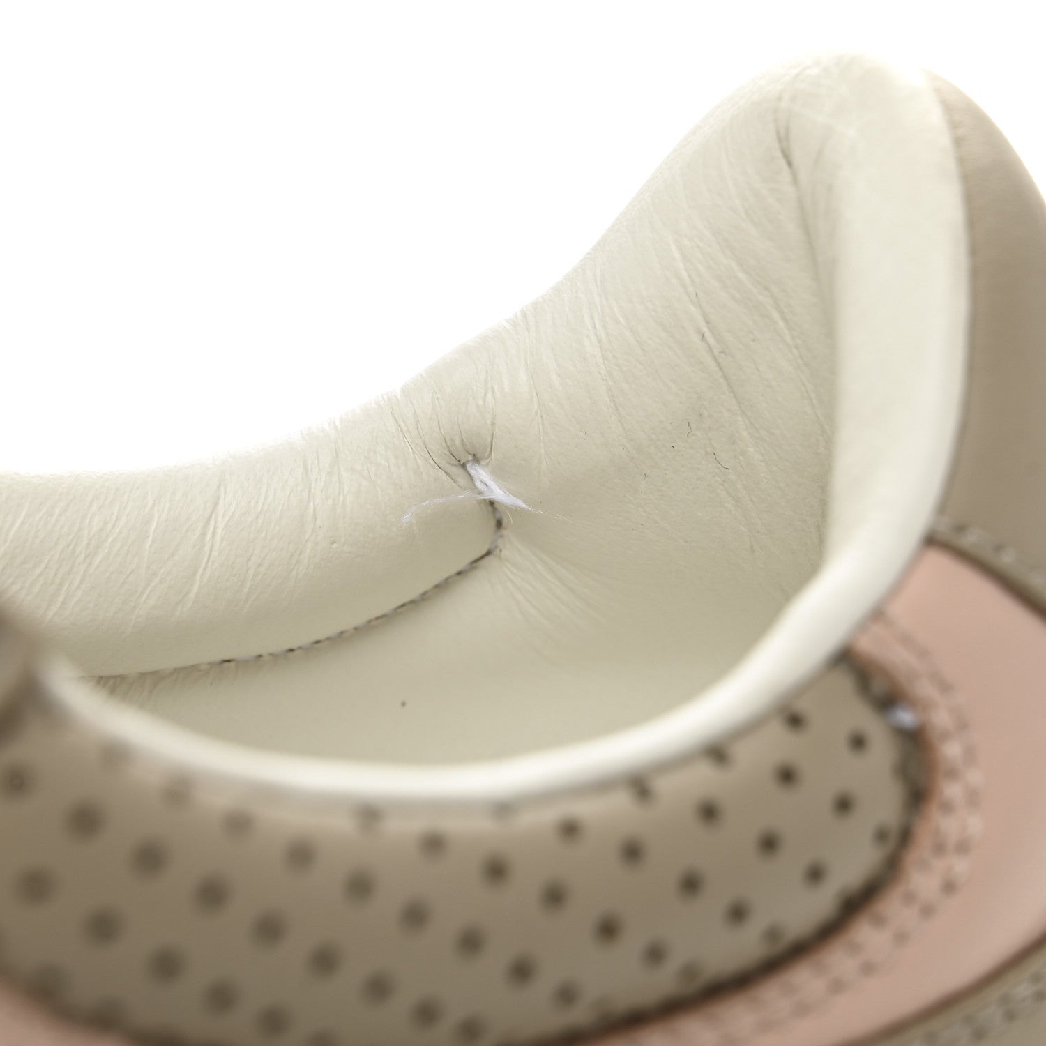 Gucci Calfskin GG Supreme Monogram Perforated Womens Platform 55mm Sneakers 37 Apricot Pink Beige Grey