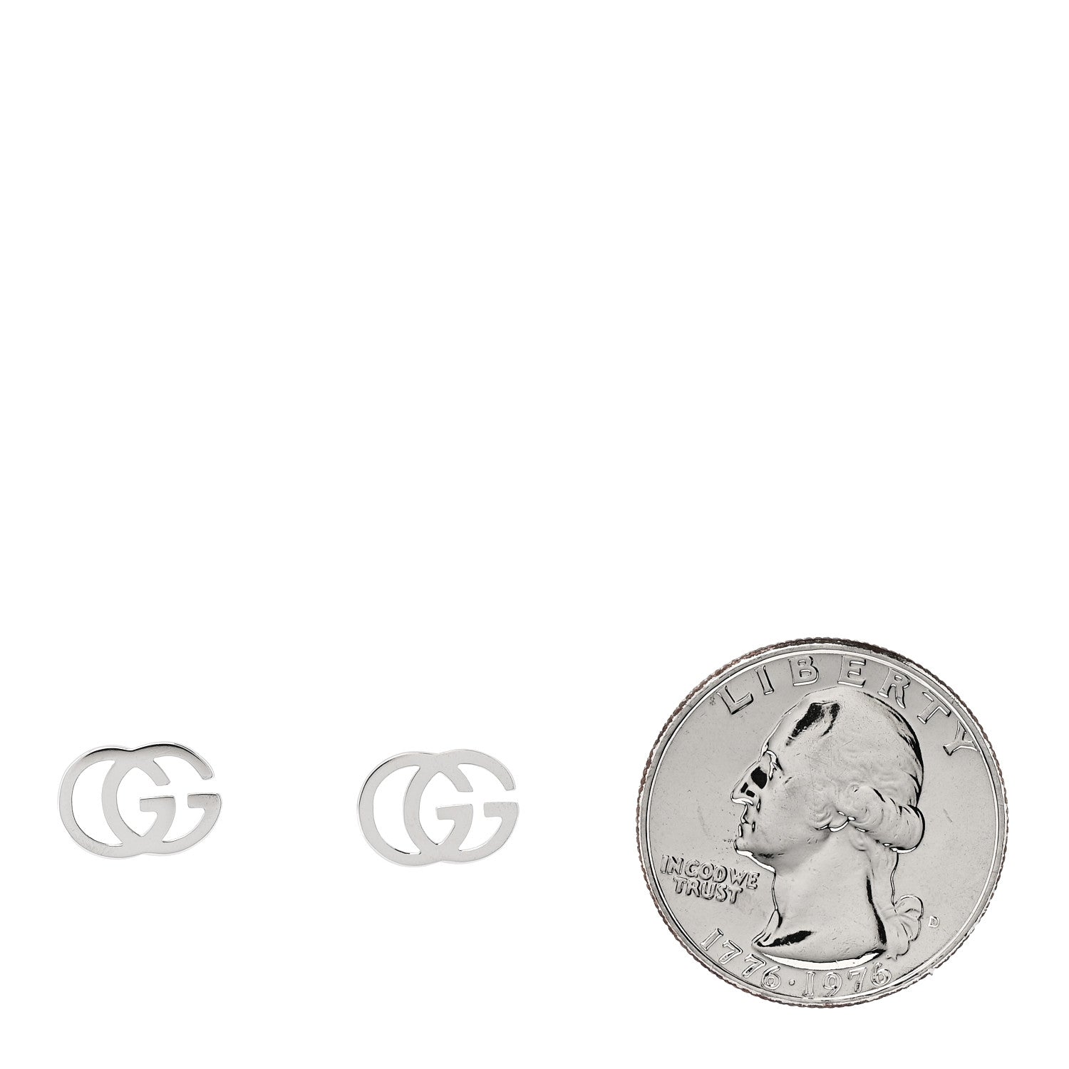 Gucci 18K White Gold Running G Stud Earrings