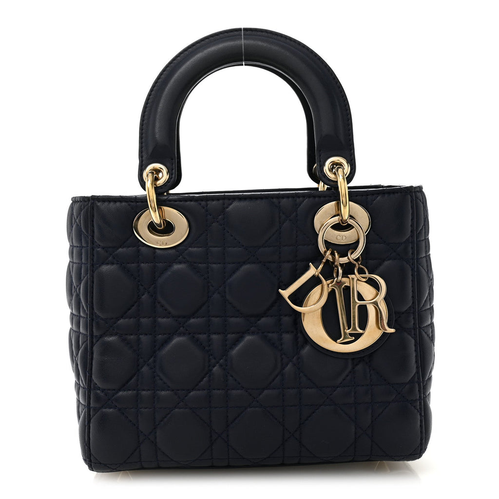 Christian Dior Lambskin Cannage Small Lucky Badges My Lady Dior Navy