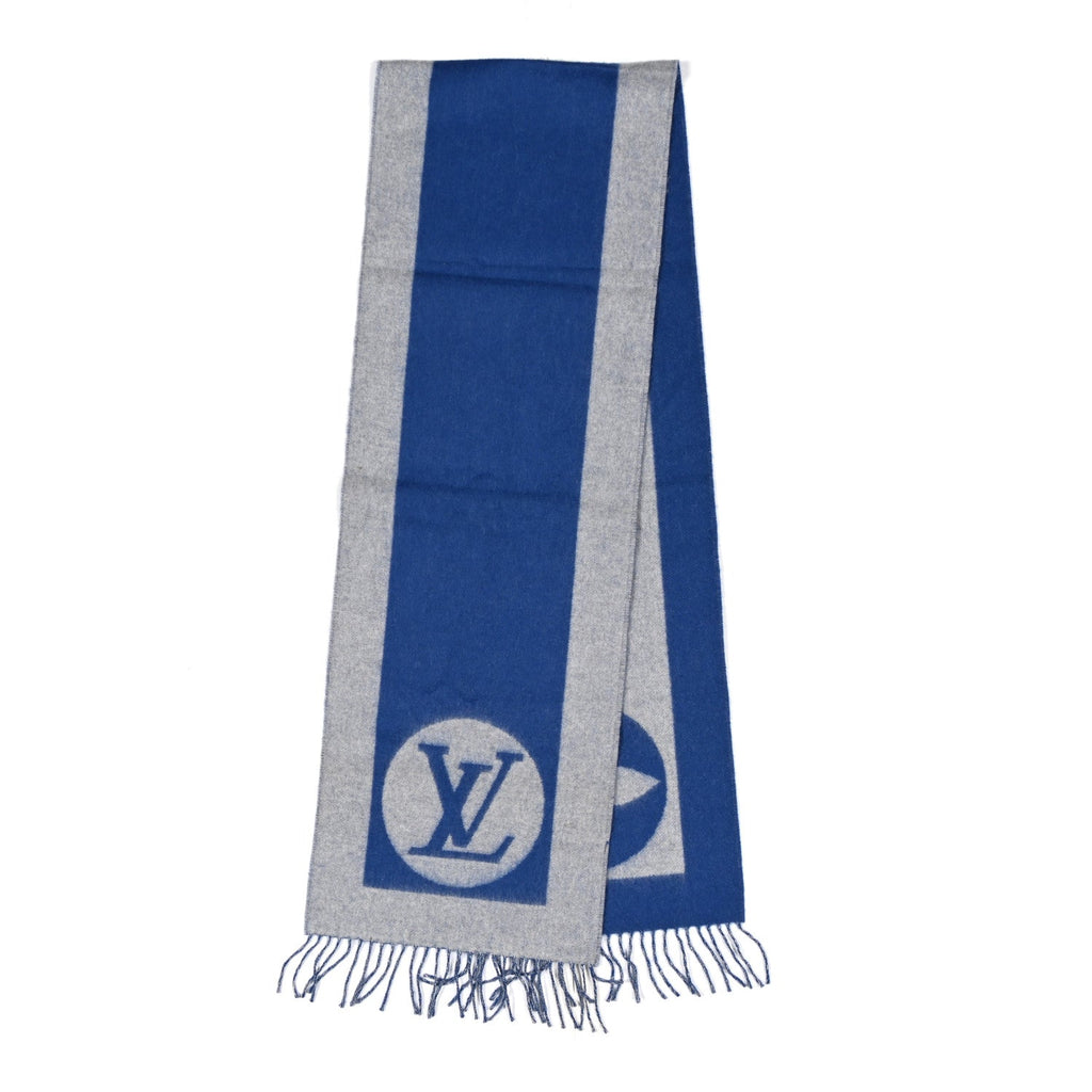 Louis Vuitton Lambswool Angora Cardiff Scarf Blue Grey