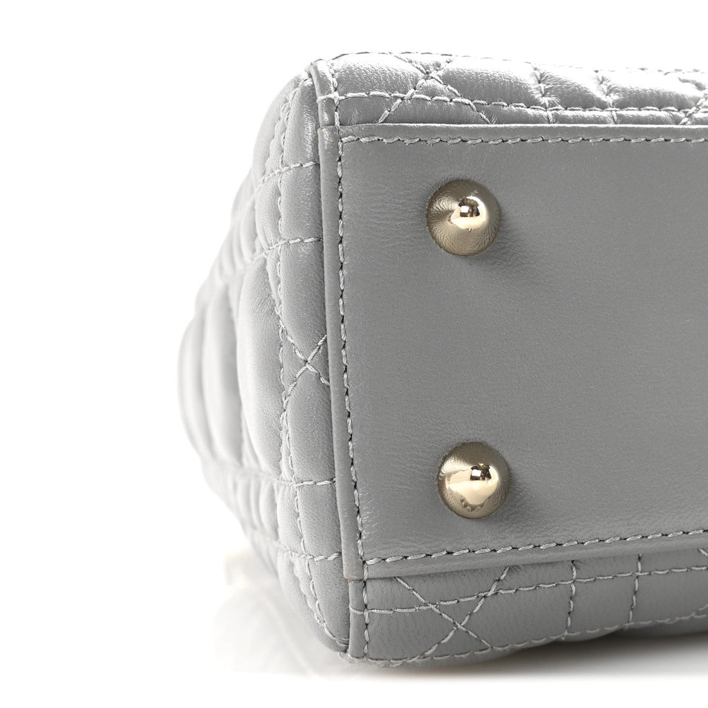 Christian Dior Lambskin Cannage Small My Lucky Badges My Lady Dior Grey