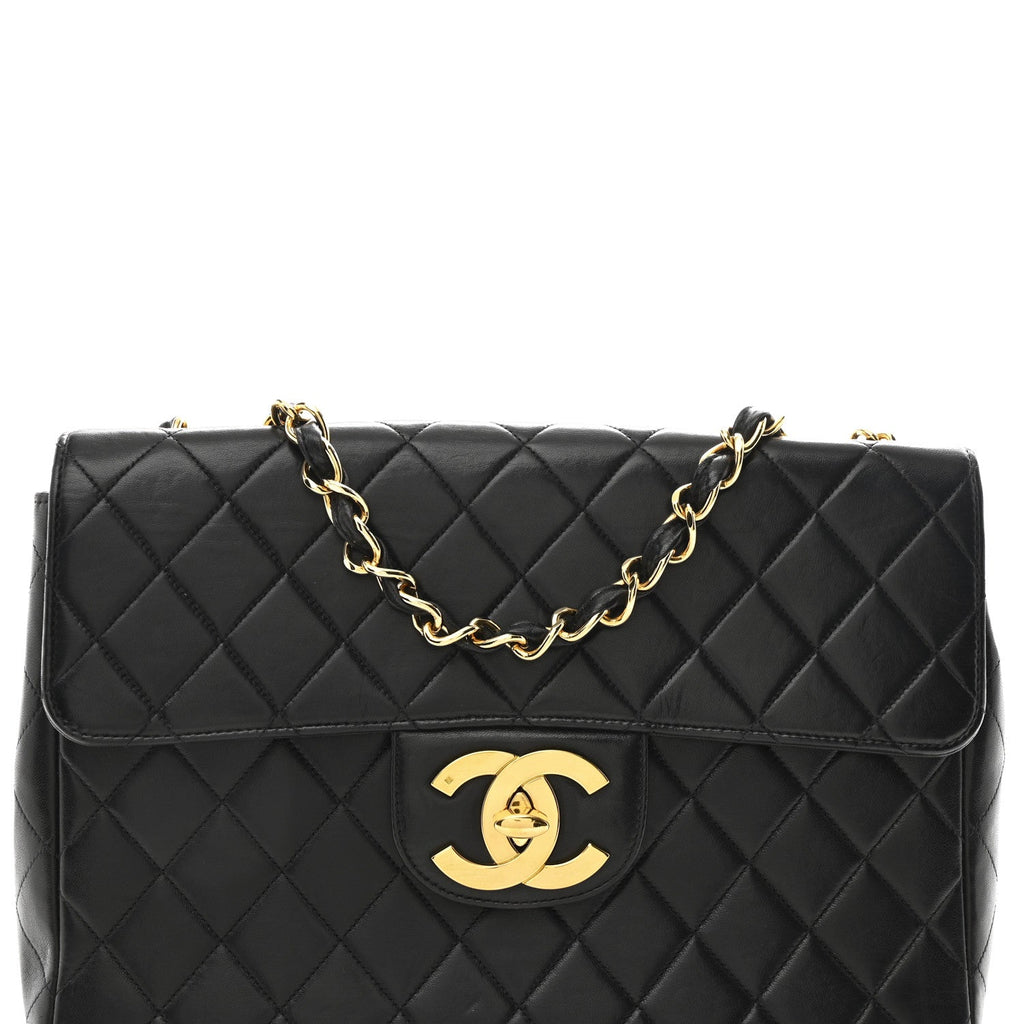 Chanel Lambskin Quilted XL Jumbo Single Flap Black
