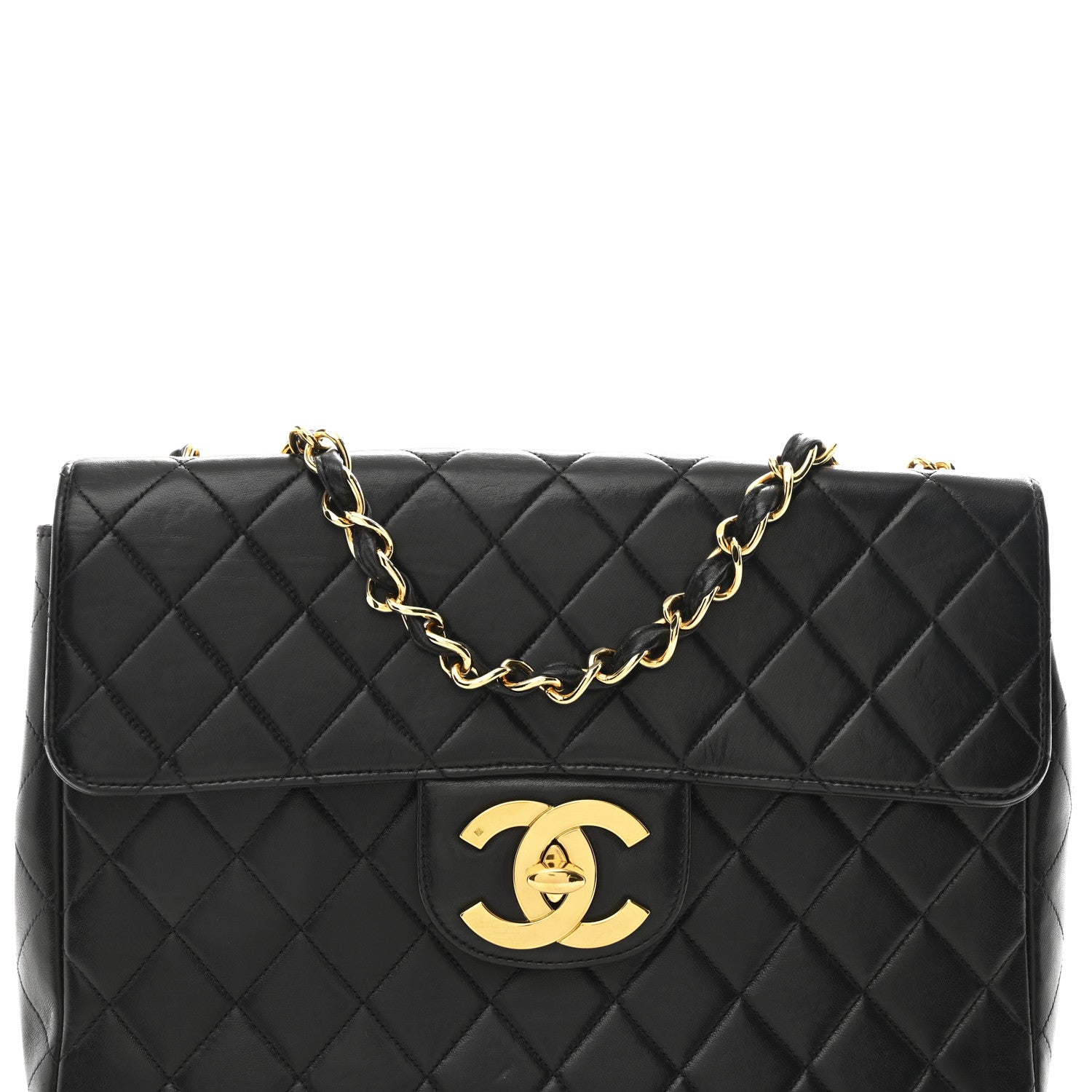 Chanel Lambskin Quilted XL Jumbo Single Flap Black