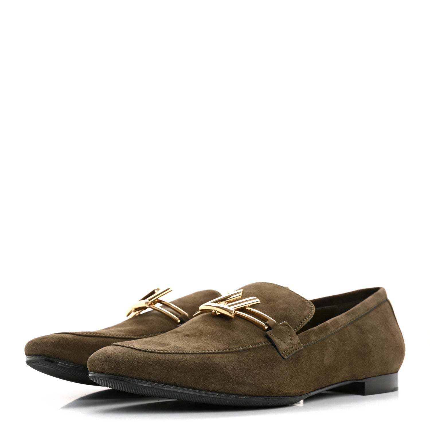 Louis Vuitton Suede Upper Case Flat Loafers 40 Green