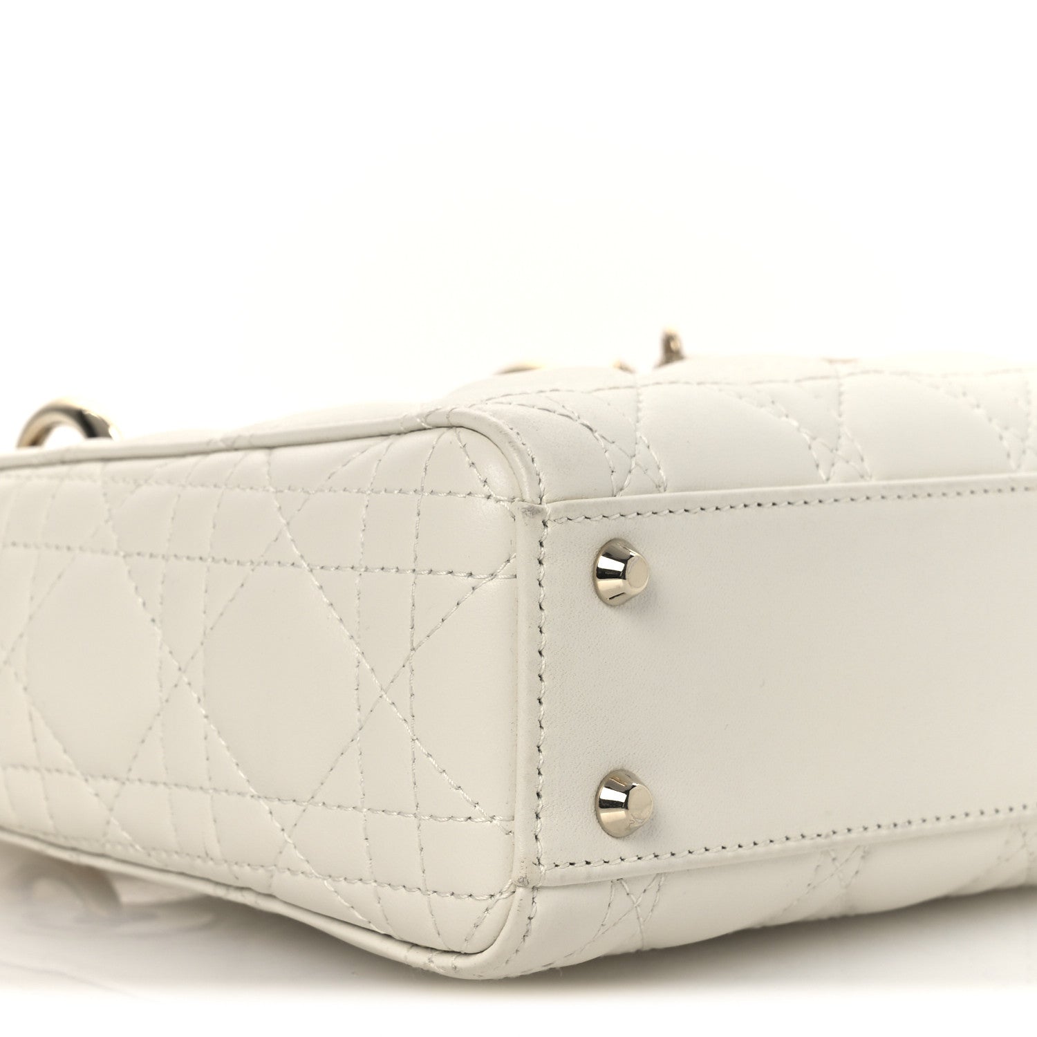 Christian Dior Lambskin Cannage Mini Lady Dior White