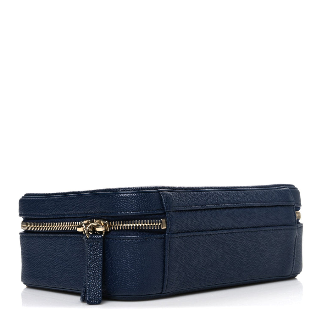 Chanel Caviar Quilted Medium CC Filigree Vanity Case Navy