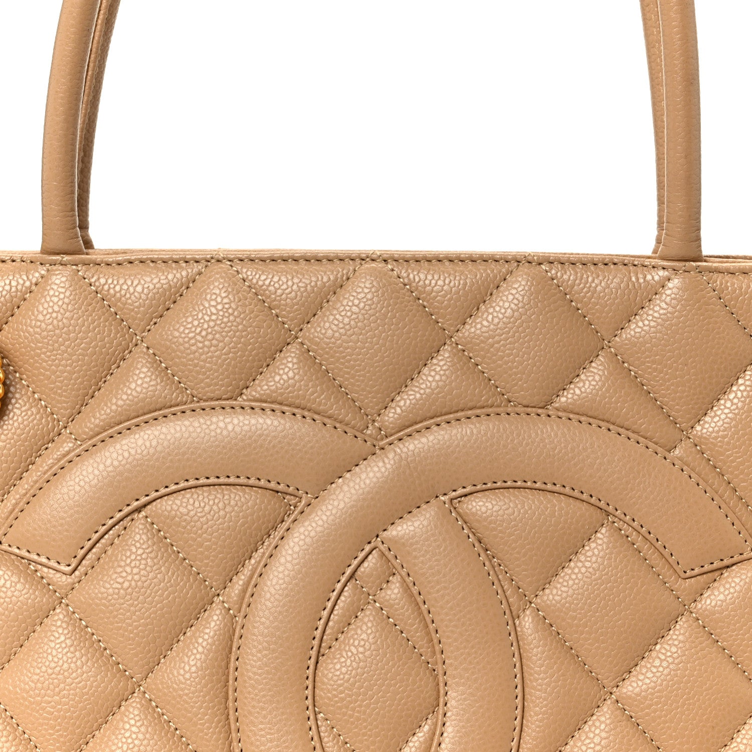 Chanel Caviar Quilted Medallion Tote Beige