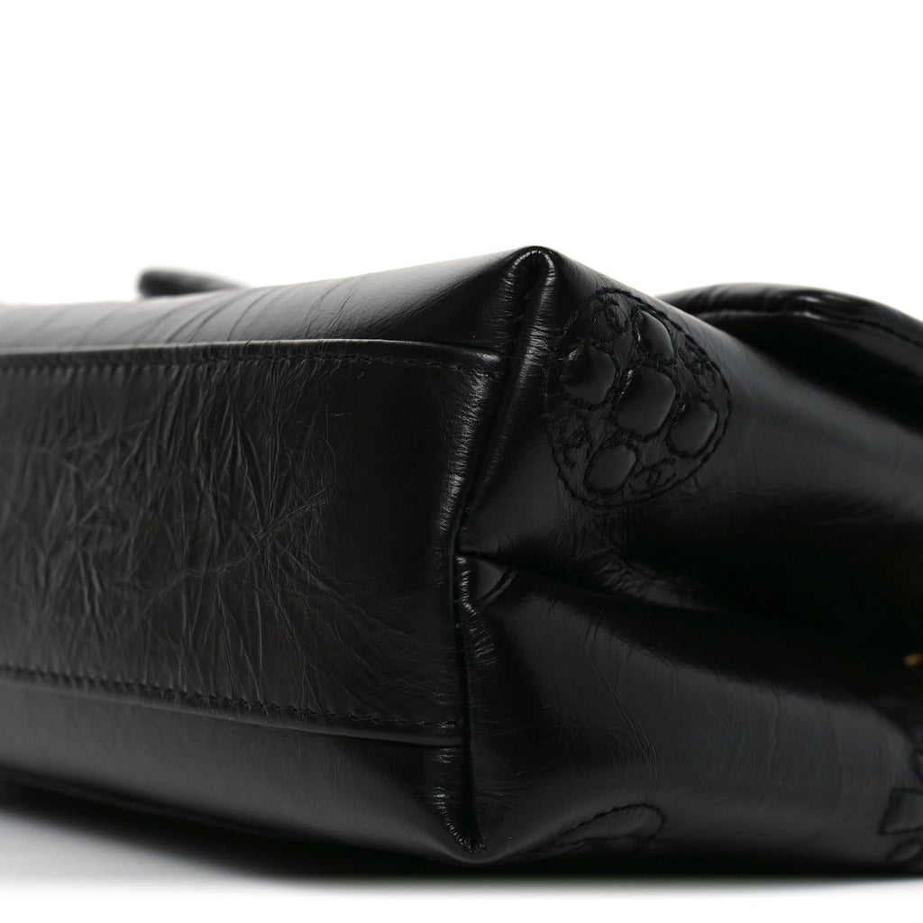Chanel Crumbled Calfskin Embossed Flap Black
