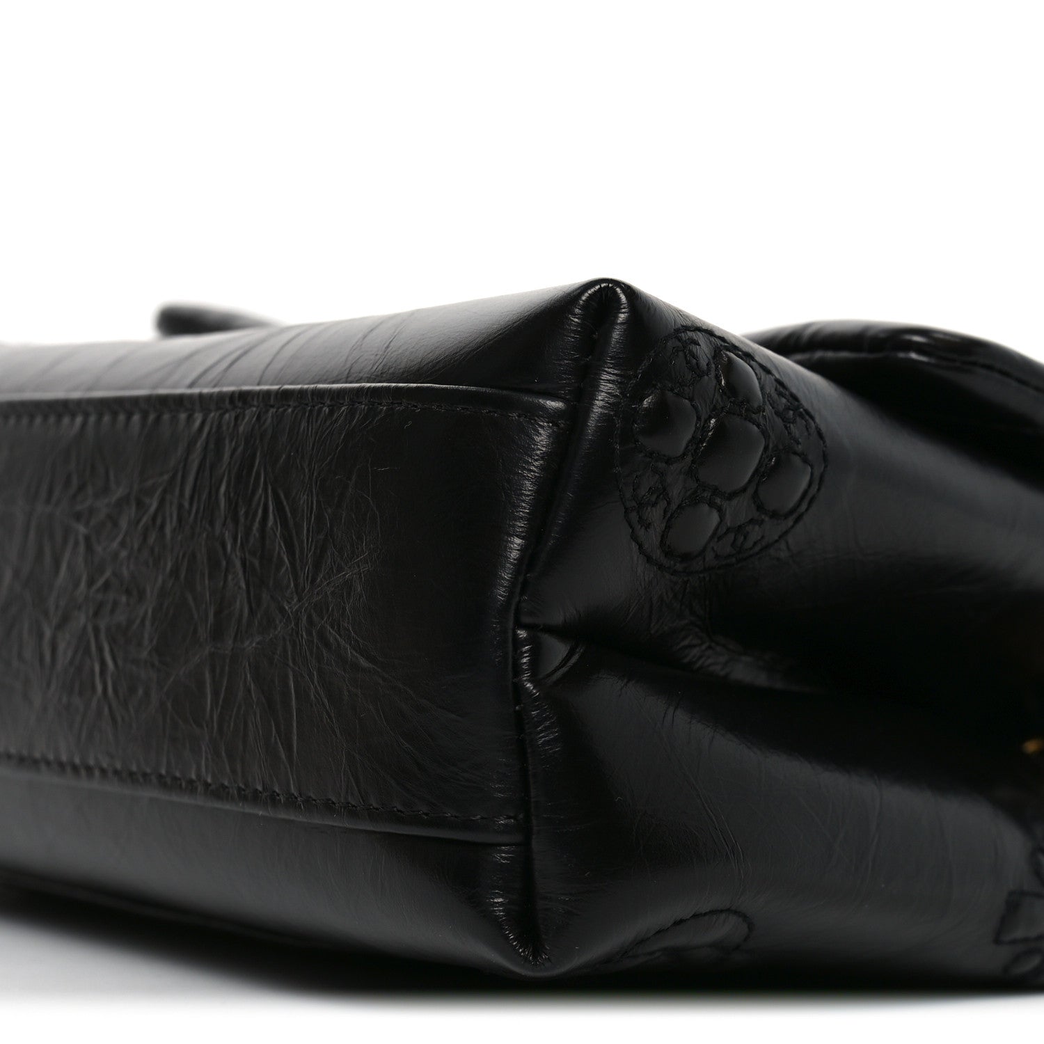 Chanel Crumbled Calfskin Embossed Flap Black