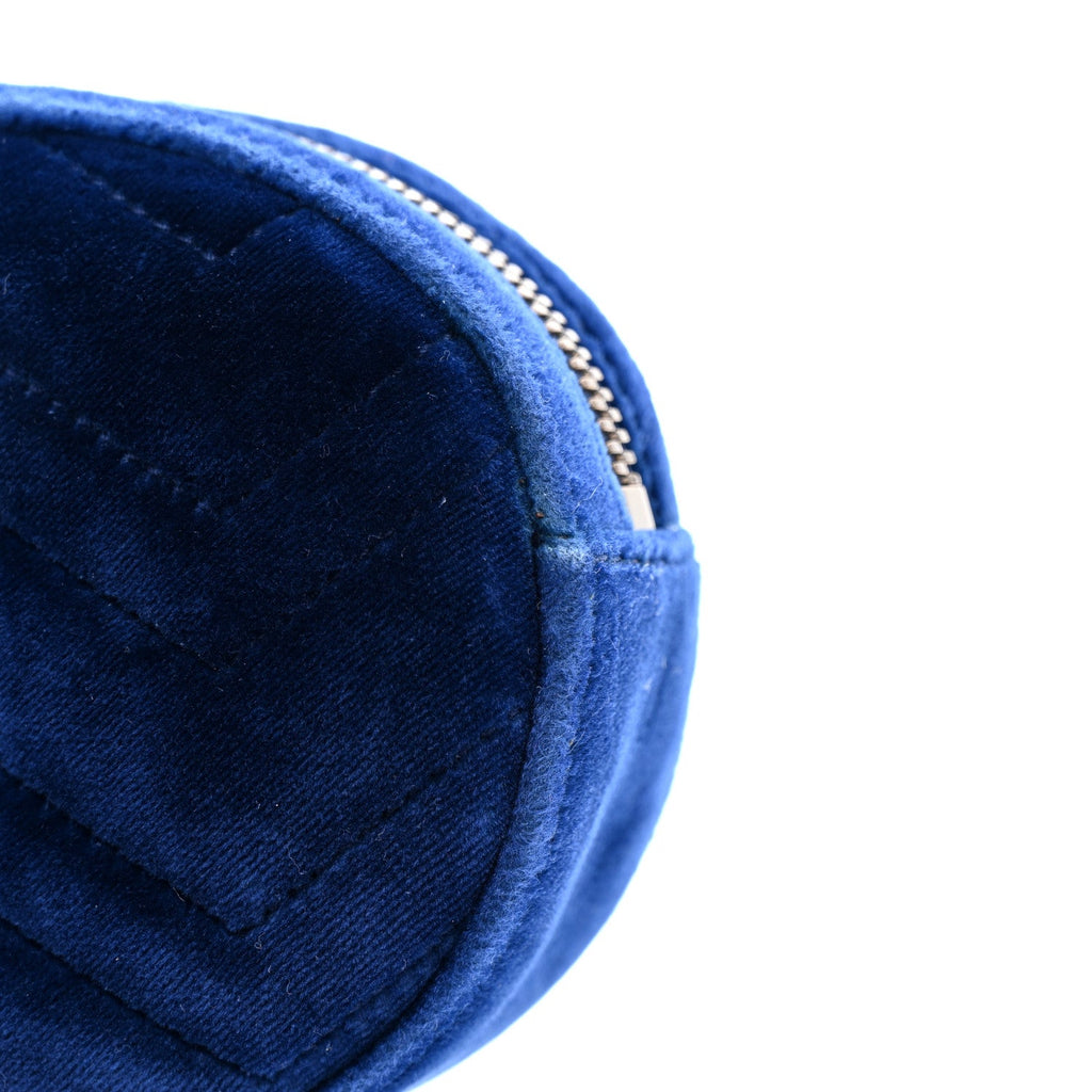 Gucci Velvet Matelasse GG Marmont Belt Bag 85 34 Cobalt Blue
