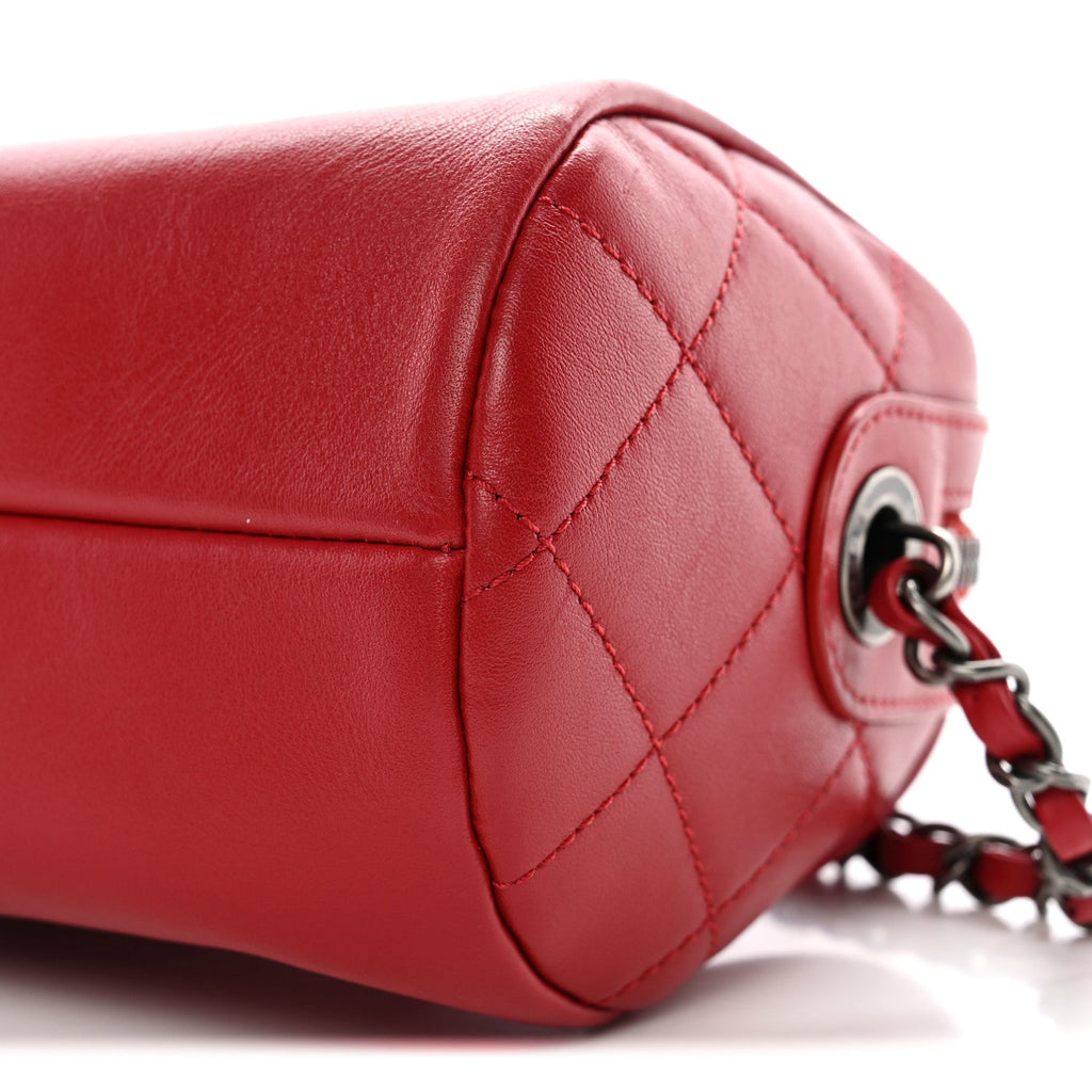 Chanel Calfskin Chain 20s Signature Bowling Bag Red