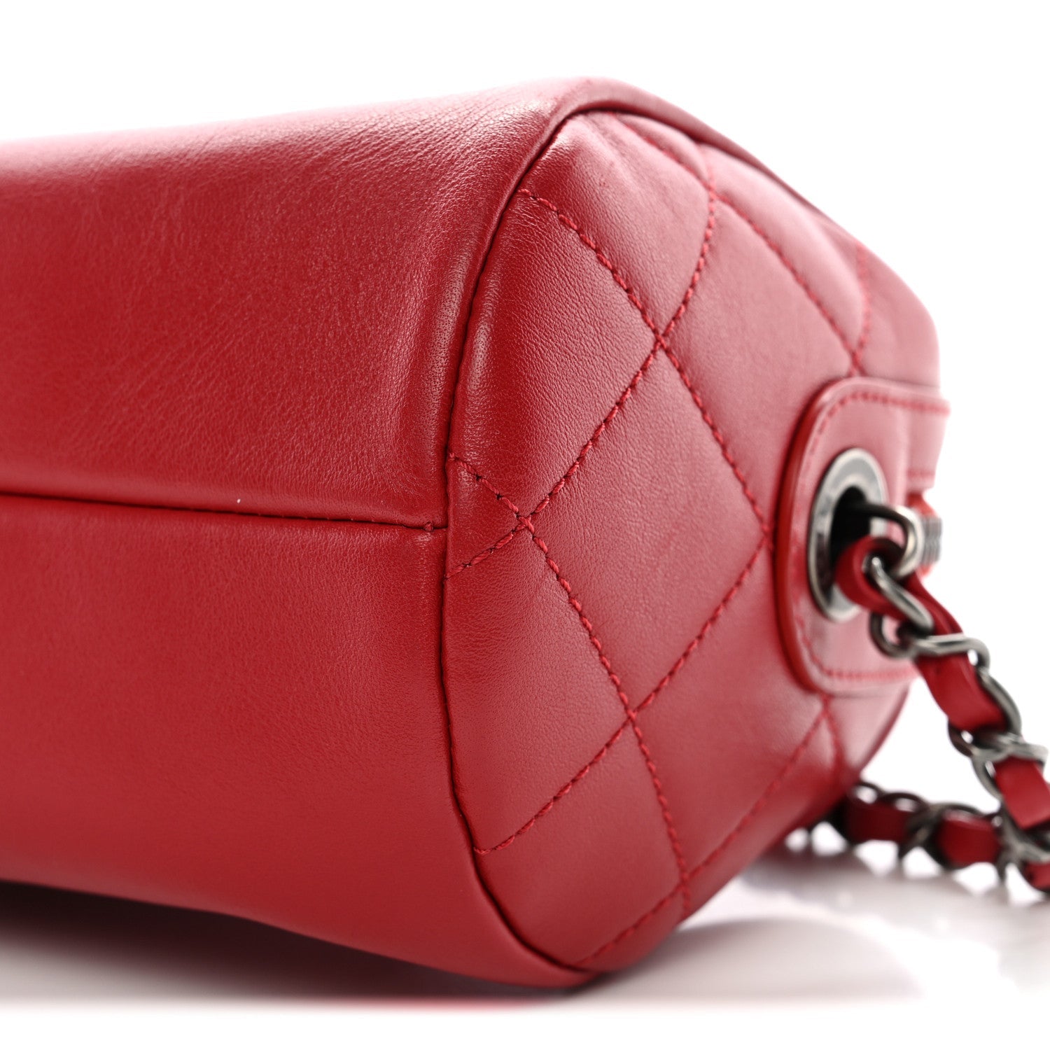 Chanel Calfskin Chain 20s Signature Bowling Bag Red