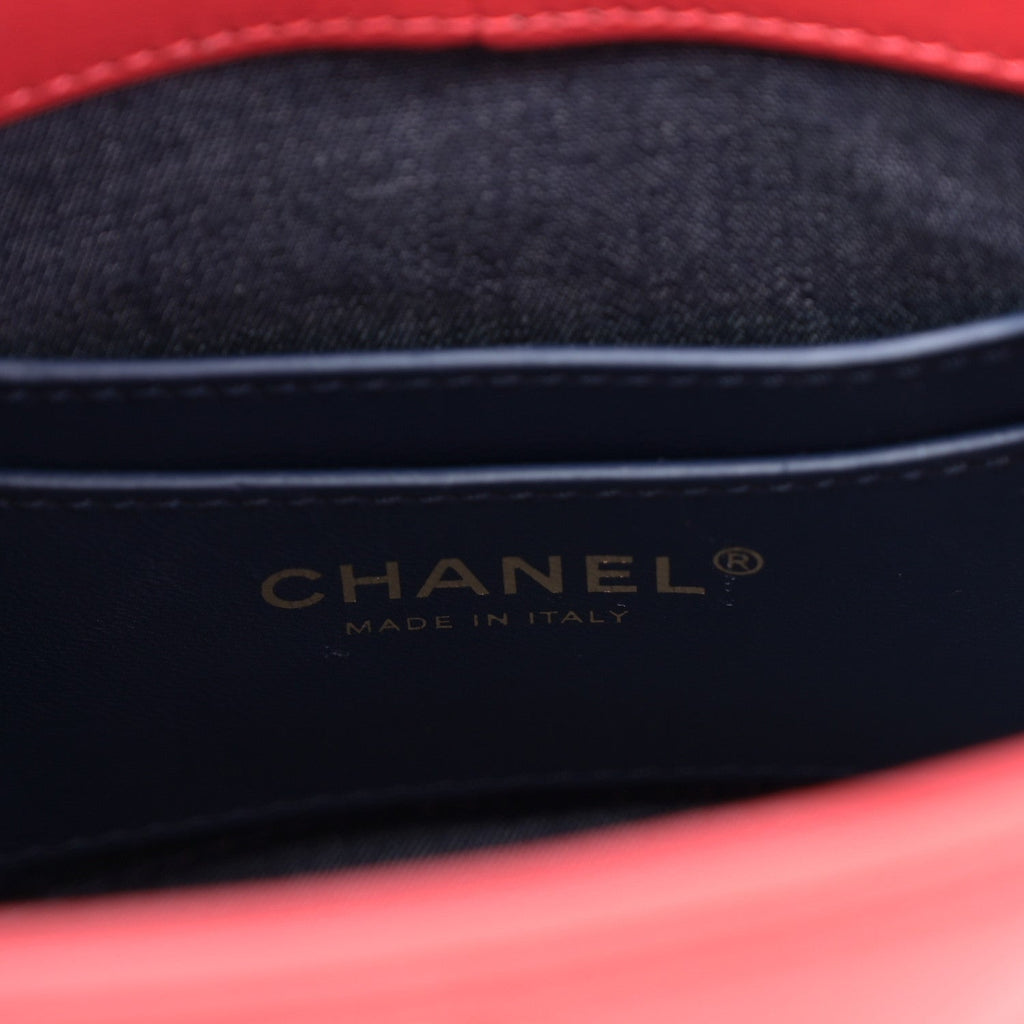 Chanel Lambskin Resin Elegant Chain Vanity Case Red