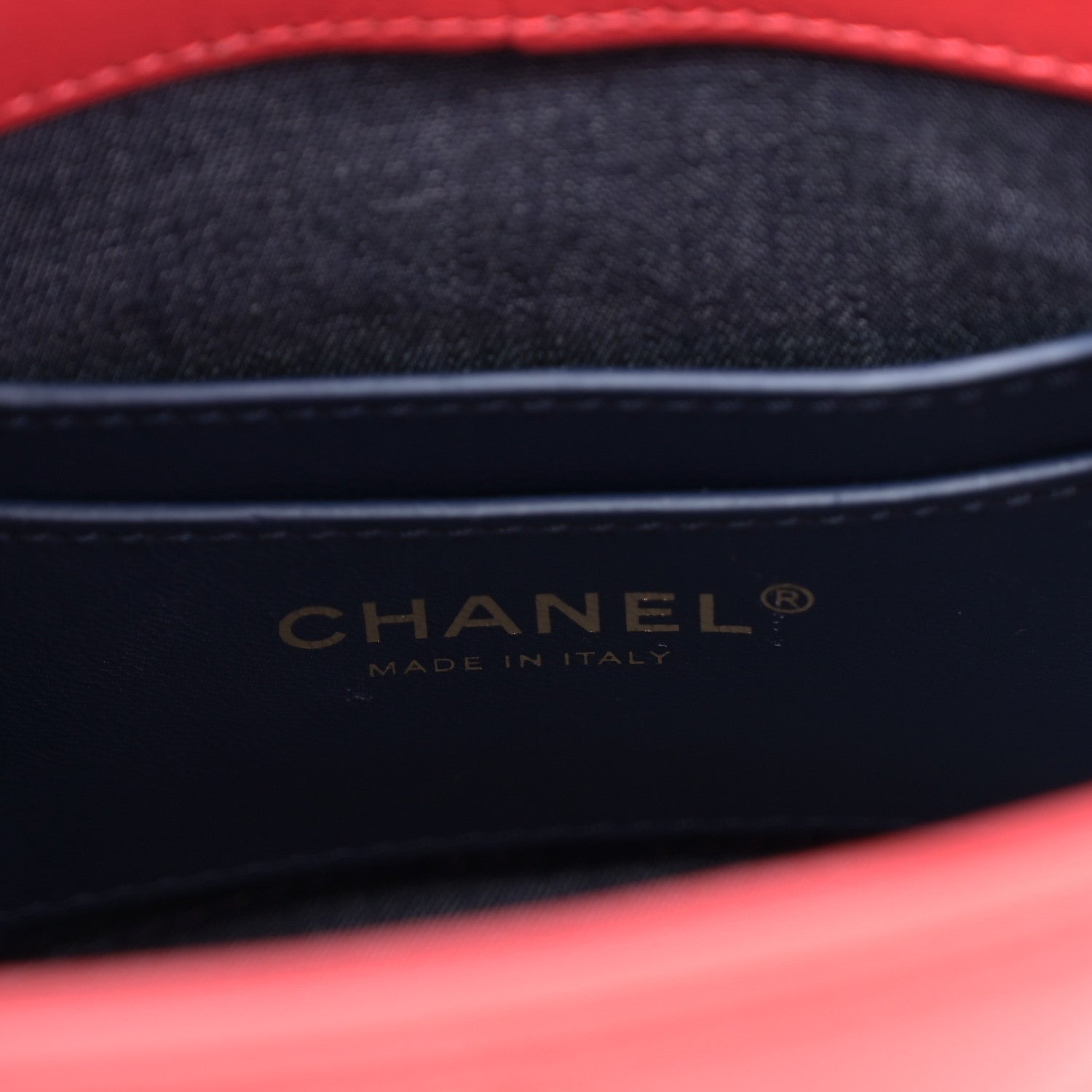 Chanel Lambskin Resin Elegant Chain Vanity Case Red