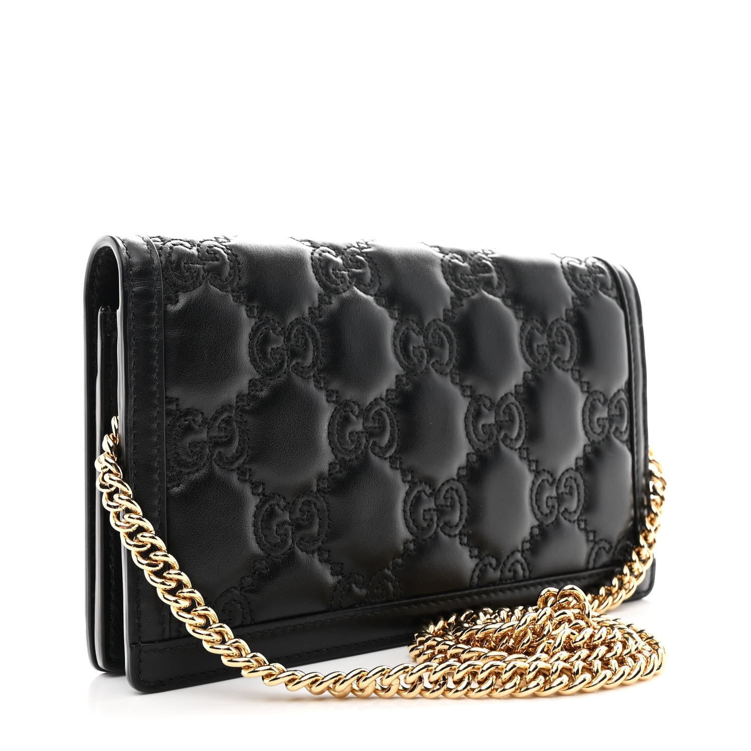 Gucci Calfskin GG Matelasse Chain Wallet Black