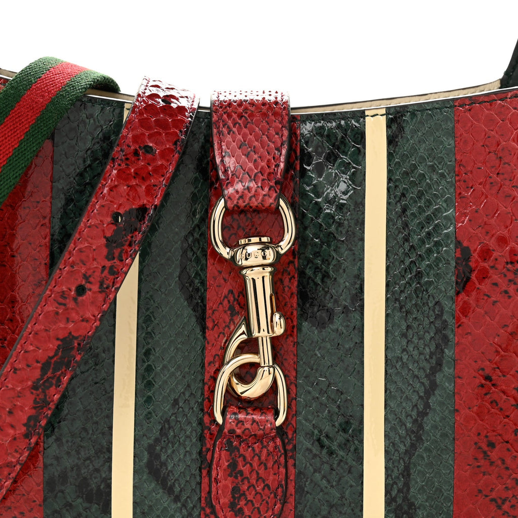 Gucci Snakeskin Web Small Jackie 1961 Hobo Green
