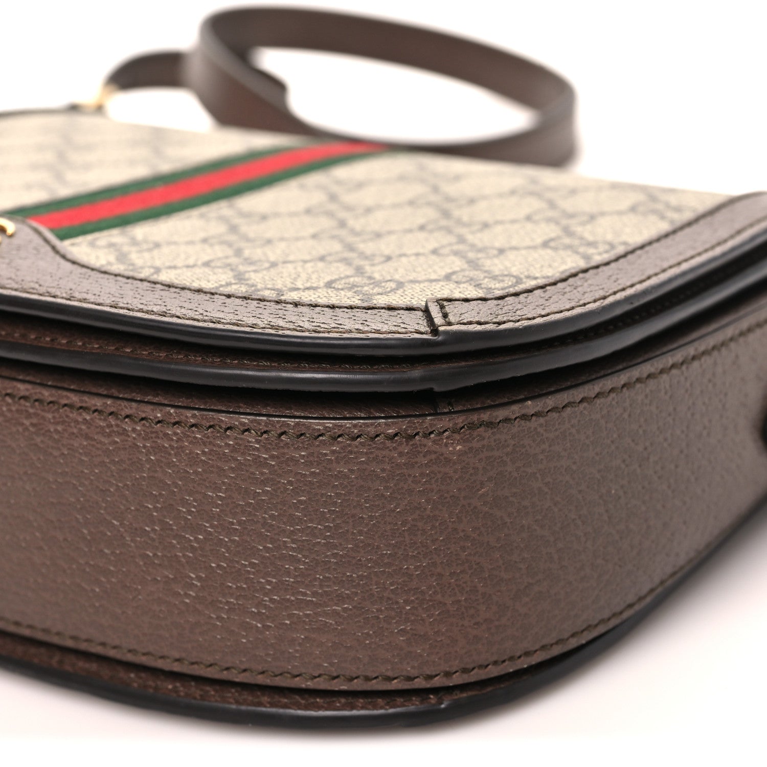 Gucci GG Supreme Monogram Web Small Ophidia Flap Messenger Bag Brown