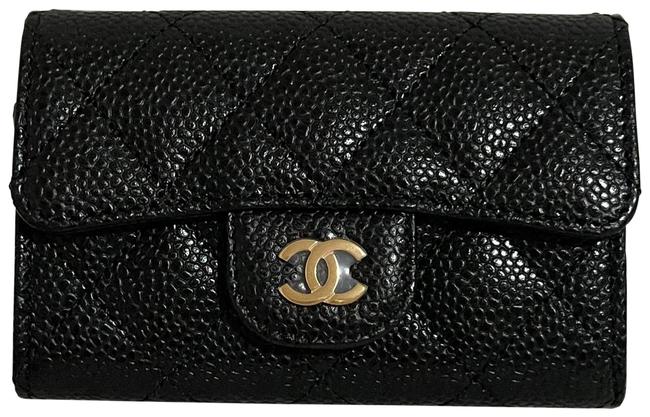 Chanel Black Classic Flap Card Caviar Leather Card Holder Wallet