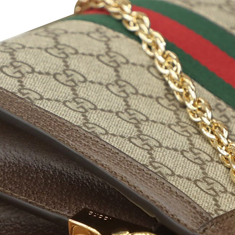 (WMNS) GUCCI Ophidia Retro Logo Stripe Webbing Canvas Chain Shoulder Messenger Bag Small / Brown Classic Literature and Art 503877-K05NG-8745