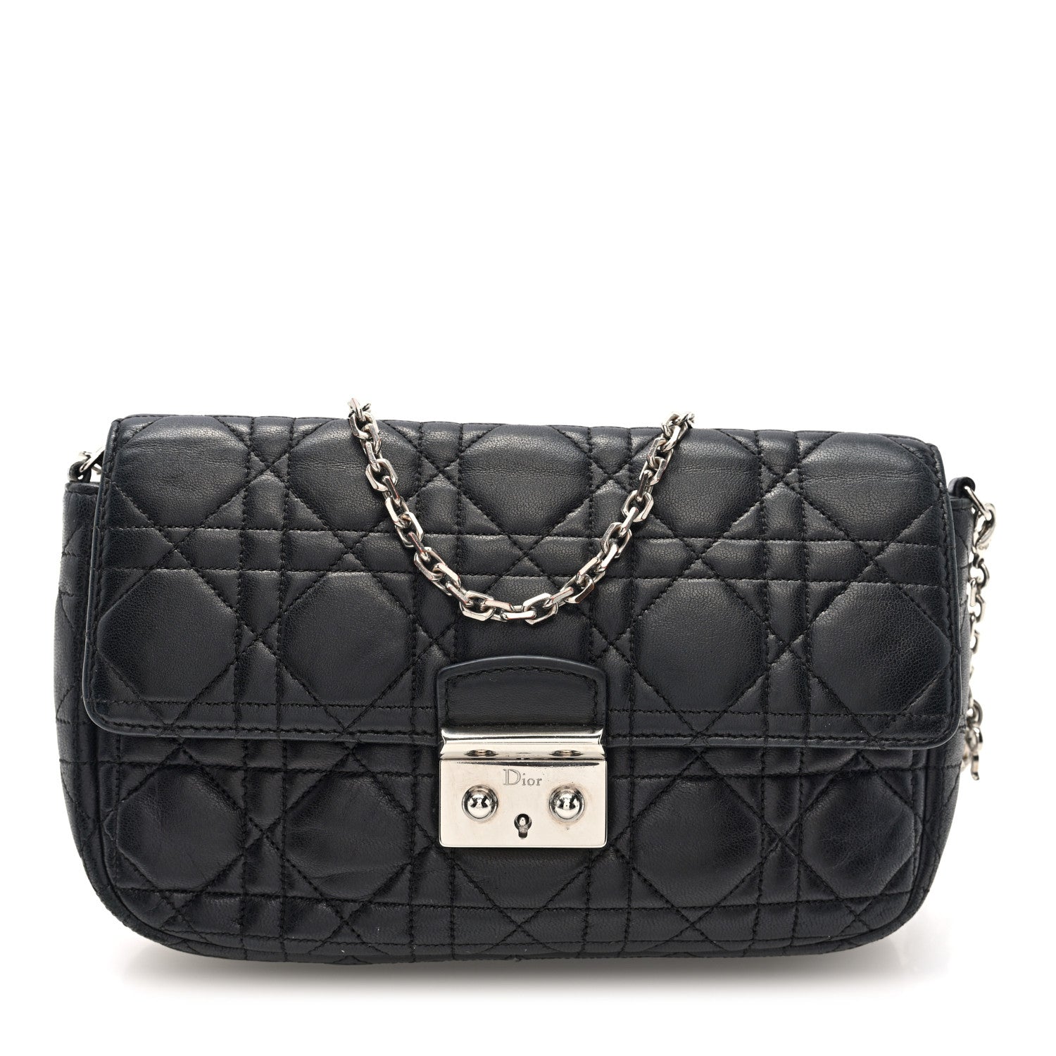 Christian Dior Lambskin Cannage Miss Dior Promenade Pouch Black